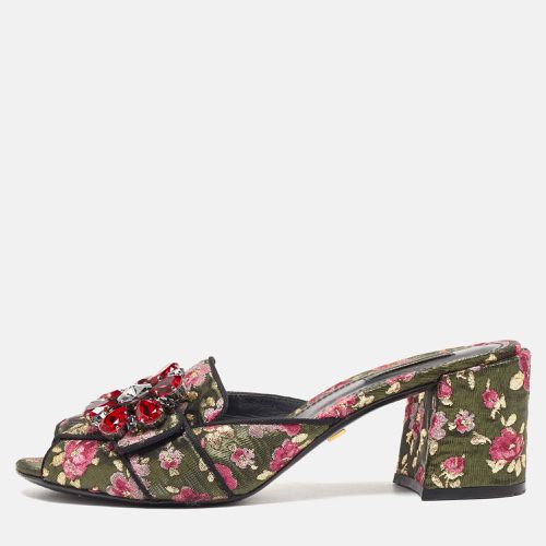 Dolce & Gabbana Black Brocade Fabric Floral Print Slide Sandals Size 41 - Dolce & Gabbana - Modalova