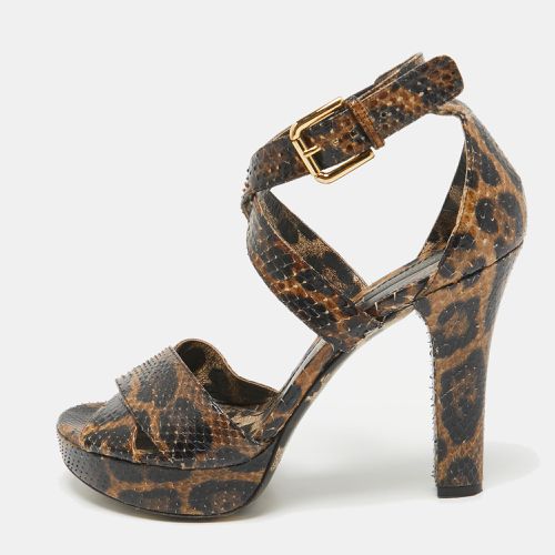 Dolce & Gabbana Brown/Black Python Platform Ankle Strap Sandals Size 41 - Dolce & Gabbana - Modalova