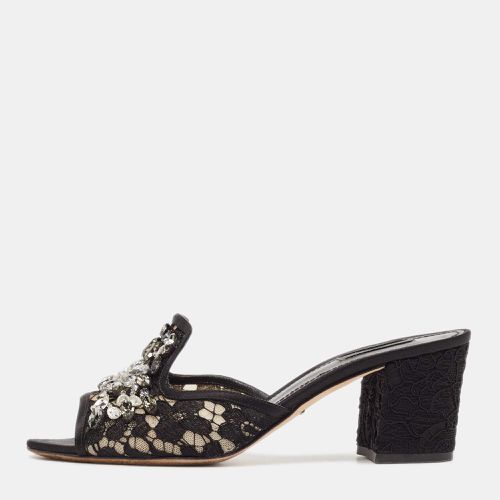 Dolce & Gabbana Black Lace and Mesh Bianca Slide Sandals Size 41 - Dolce & Gabbana - Modalova