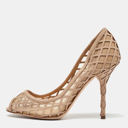 Dolce & Gabbana Beige Mesh and Leather Caged Peep Toe Pumps Size 37 - Dolce & Gabbana - Modalova