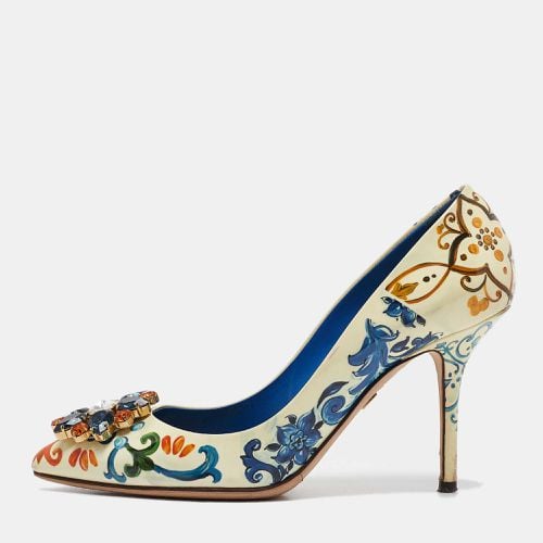 Dolce & Gabbana Cream Floral Print Patent Leather Bellucci Pumps Size 37 - Dolce & Gabbana - Modalova