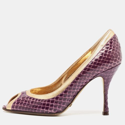 Leather and Python Leather Peep Toe Pumps Size 35 - Dolce & Gabbana - Modalova