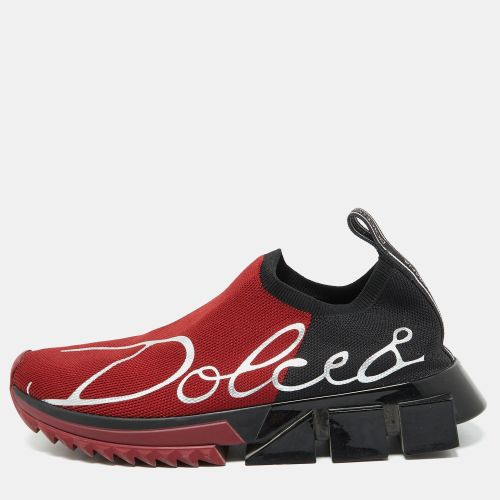 Dolce & Gabbana Red/Black Knit Fabric Sorrento Slip On Sneakers Size 36 - Dolce & Gabbana - Modalova