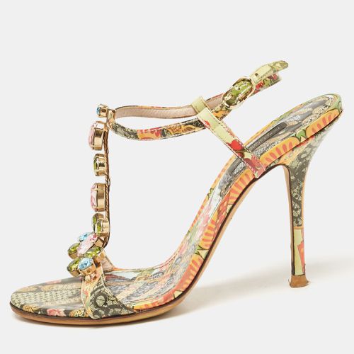 Dolce & Gabbana Multicolor Patent Leather Crystal Embellished Ankle Strap Sandals Size 37.5 - Dolce & Gabbana - Modalova