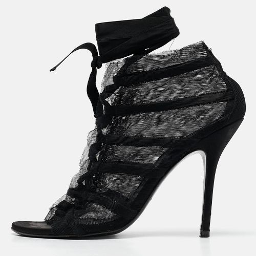 Dolce & Gabbana Black Mesh and Satin Lace Up Peep Toe Booties Size 40 - Dolce & Gabbana - Modalova