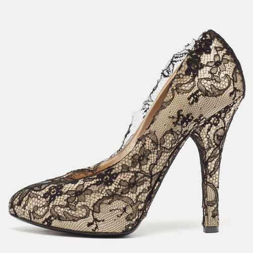 Dolce & Gabbana Cream Satin And Black Lace Platform Pumps Size 38.5 - Dolce & Gabbana - Modalova