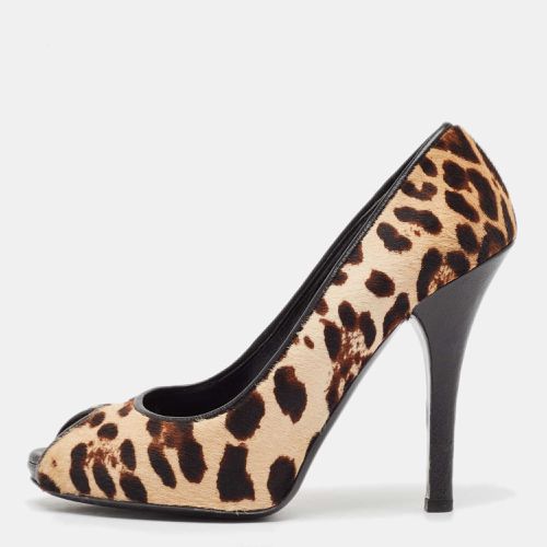 Dolce & Gabbana Brown/Beige Calf Hair and Suede Peep Toe Pumps Size 38.5 - Dolce & Gabbana - Modalova