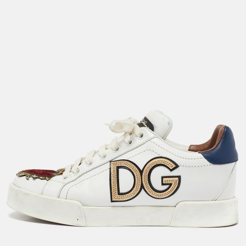 Dolce & Gabbana White Leather Portofino Sacred Heart Sneakers Size 35 - Dolce & Gabbana - Modalova