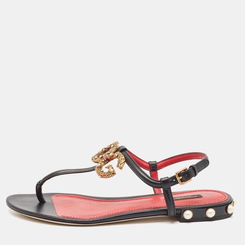 Leather DG Amore Thong Sandals Size 39.5 - Dolce & Gabbana - Modalova