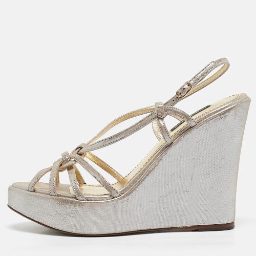 Dolce & Gabbana Silver Nubuck Leather Strappy Wedge Sandals Size 38 - Dolce & Gabbana - Modalova