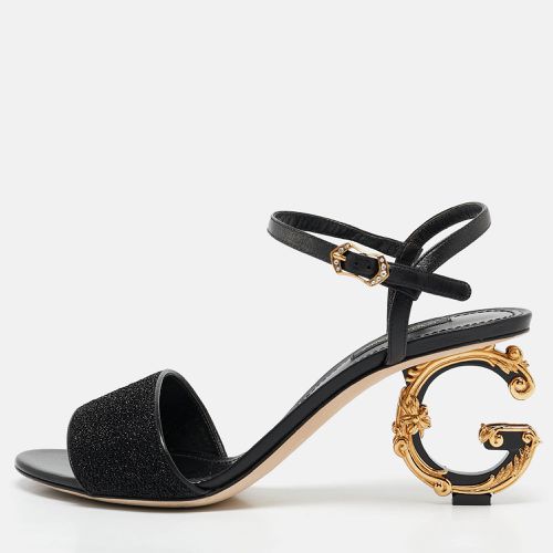 Dolce & Gabbana Black Leather and Lurex Keira DG Baroque Sandals Size 39 - Dolce & Gabbana - Modalova