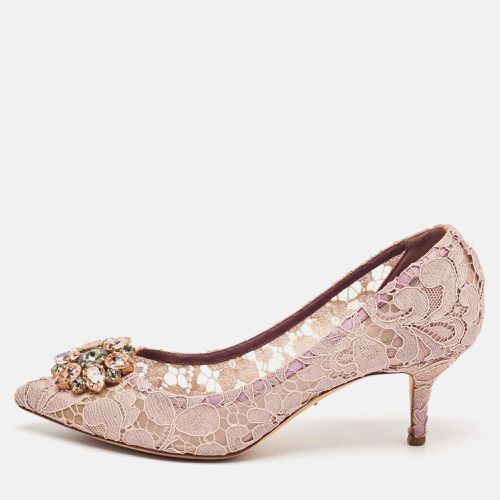 Dolce & Gabbana Light Purple Lace Crystal Embellished Bellucci Pumps Size 40 - Dolce & Gabbana - Modalova