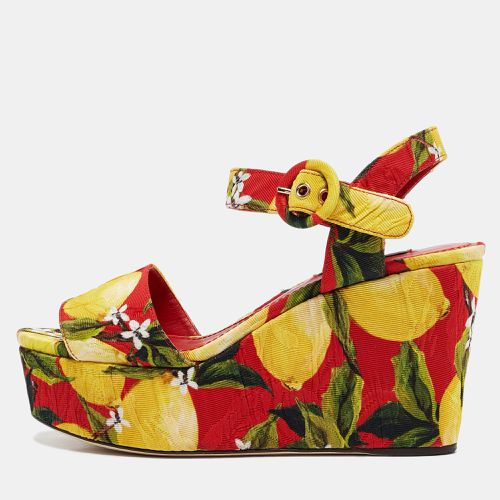 Dolce & Gabbana Multicolor Printed Fabric Ankle Strap Platform Wedge Sandals Size 35 - Dolce & Gabbana - Modalova