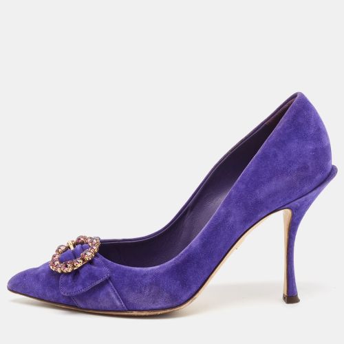 Dolce & Gabbana Purple Suede Buckle Pointed Toe Pumps Size 38 - Dolce & Gabbana - Modalova