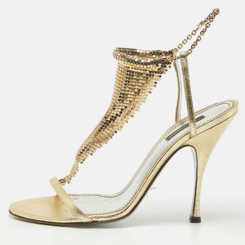 Dolce & Gabbana Metallic Gold Leather and Metal Ankle Strap Sandals Size 40 - Dolce & Gabbana - Modalova