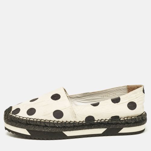 Dolce & Gabbana White/Black Canvas Polka Dot Print Flat Espadrilles Size 39 - Dolce & Gabbana - Modalova