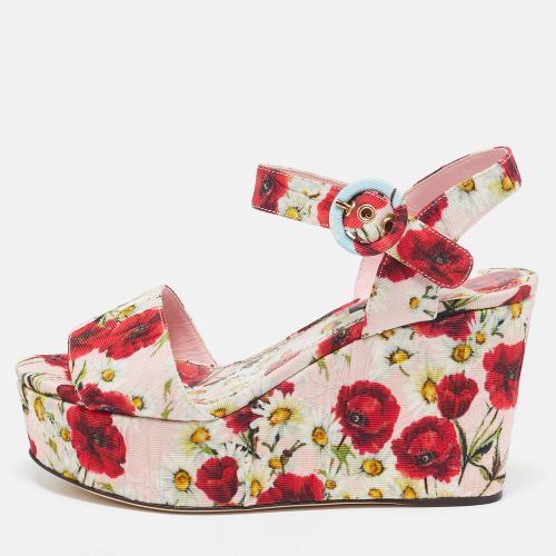 Dolce & Gabbana Pink Floral Print Brocade Fabric Wedge Sandals Size 35 - Dolce & Gabbana - Modalova