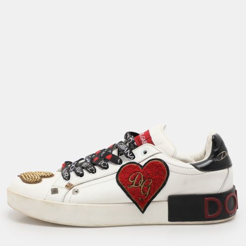 Dolce & Gabbana White Leather Portofino Heart Low Top Sneakers Size 39 - Dolce & Gabbana - Modalova