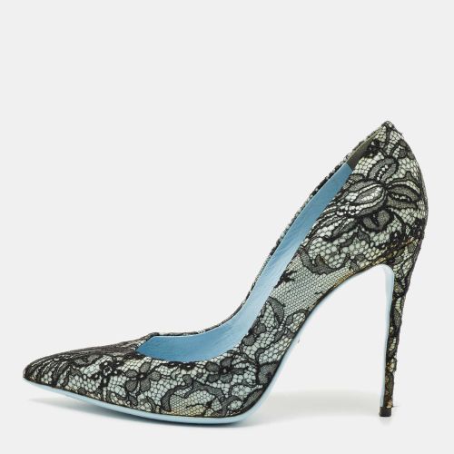 Dolce & Gabbana Black/Blue Lace and Patent Leather Pointed Toe Pumps Size 38.5 - Dolce & Gabbana - Modalova