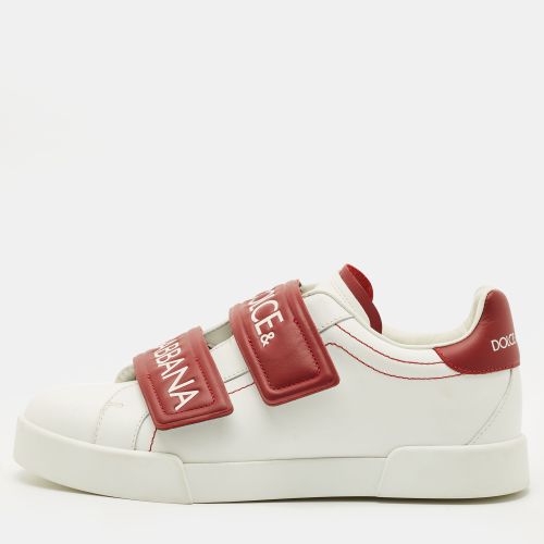 Dolce & Gabbana White/Red Leather Logo Velcro Strap Low Top Sneakers Size 39 - Dolce & Gabbana - Modalova