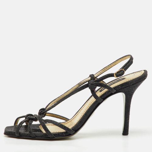 Dolce & Gabbana Black Glitter Strappy Slingback Sandals Size 37 - Dolce & Gabbana - Modalova