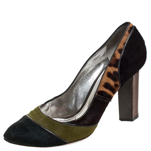 Dolce & Gabbana Multicolor/Leopard Print Pony Hair Block Heel Pumps Size 41 - Dolce & Gabbana - Modalova