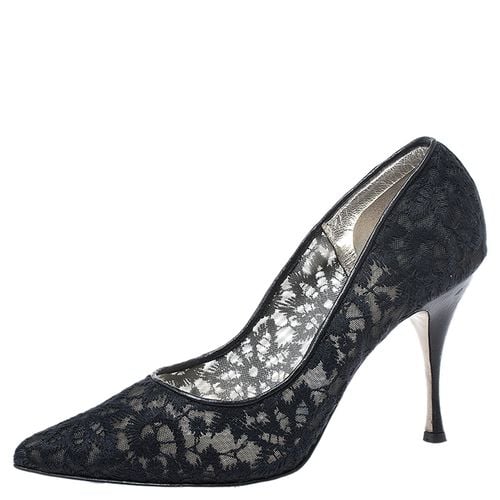 Dolce & Gabbana Black Embroidered Mesh And Leather Trim Pointed Toe Pumps Size 40 - Dolce & Gabbana - Modalova