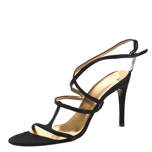 Dolce & Gabbana Black Satin Strappy Sandals Size 37 - Dolce & Gabbana - Modalova