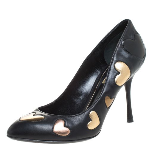 Dolce & Gabbanna Black Leather Heart Applique Pointed Toe Pumps Size 36.5 - Dolce & Gabbana - Modalova