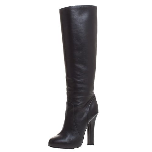 Dolce & Gabbana Black Leather Knee Length Platform Boots Size 36 - Dolce & Gabbana - Modalova