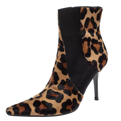 Dolce & Gabbana Animal Print Calf Hair and Elastic Fabric Knife Ankle Boots Size 38 - Dolce & Gabbana - Modalova