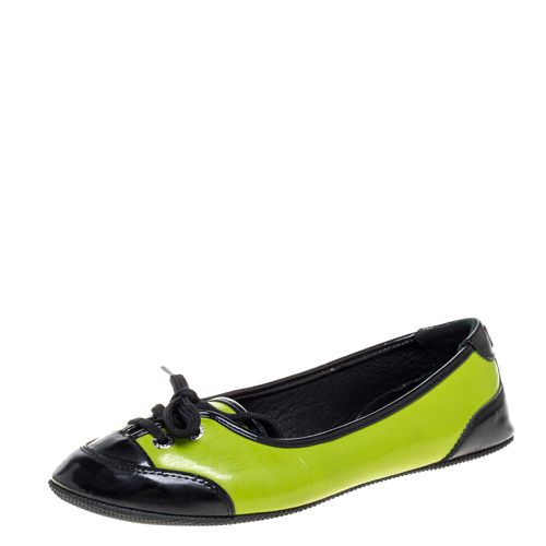 Dolce & Gabbana Green/Black Patent Leather Lace Detail Ballet Flats Size 35 - Dolce & Gabbana - Modalova