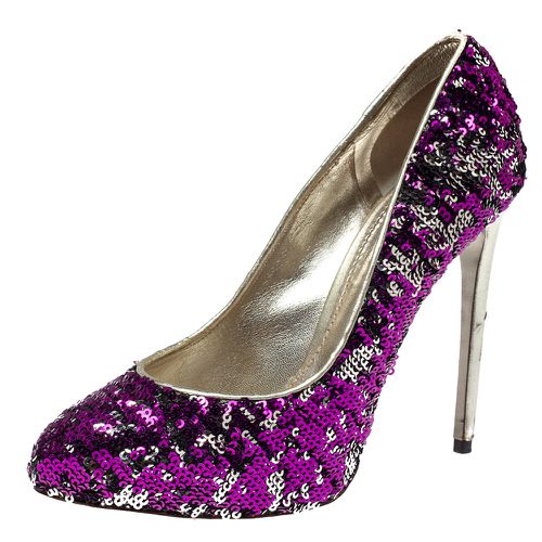 Dolce & Gabbana Metallic Two Tone Sequins Embellished Platform Pumps Size 38 - Dolce & Gabbana - Modalova