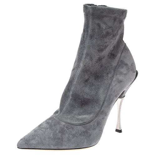 Dolce & Gabbana Grey Suede Pointed Toe Booties Size 39 - Dolce & Gabbana - Modalova