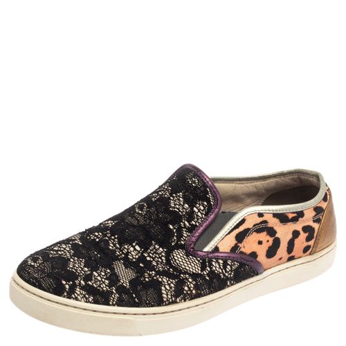 Lace and Leather Slip On Sneakers Size 37 - Dolce & Gabbana - Modalova