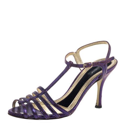 Dolce & Gabbana Purple Lizard Embossed Leather T Strap Sandals Size 36 - Dolce & Gabbana - Modalova