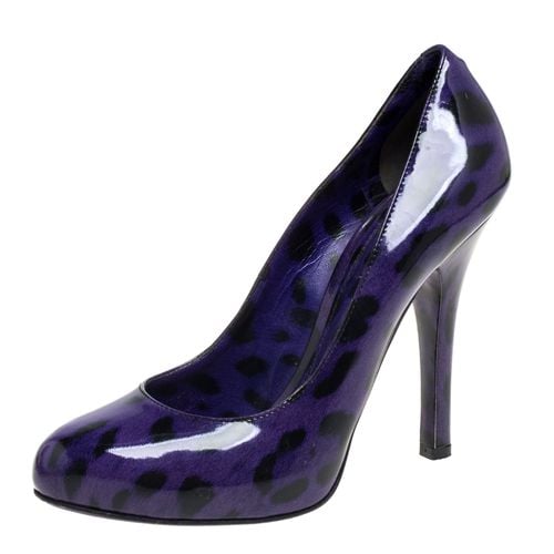 Dolce & Gabbana Purple/Black Leopard Print Patent Leather Platform Pumps Size 37.5 - Dolce & Gabbana - Modalova