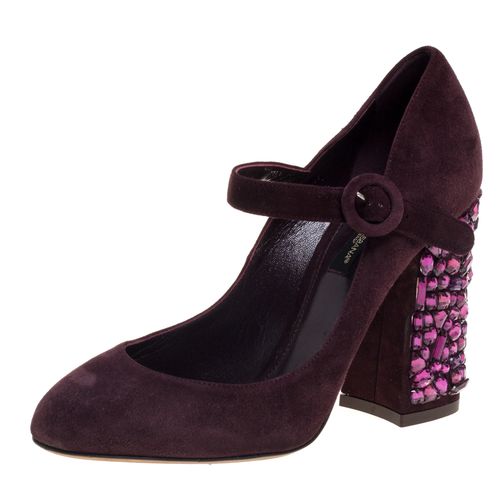 Dolce & Gabbana Burgundy Suede Mary Jane Embellished Heel Pumps Size 36 - Dolce & Gabbana - Modalova