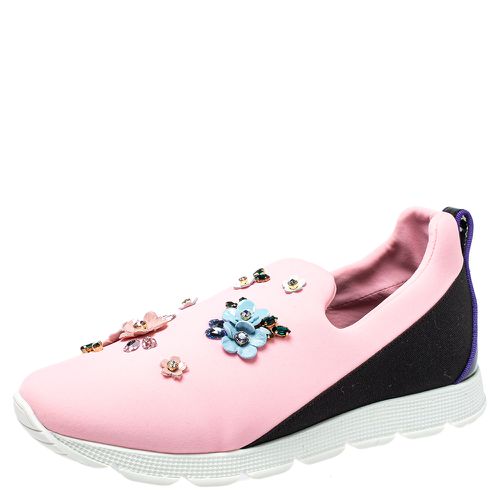 Dolce & Gabbana Pink Neoprene Embellished Slip On Sneakers Size 38 - Dolce & Gabbana - Modalova