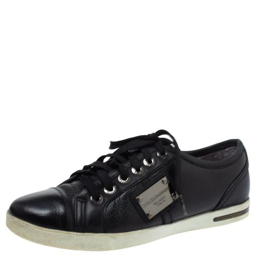 Dolce & Gabbana Black Leather Lace Low Top Sneakers Size 37 - Dolce & Gabbana - Modalova