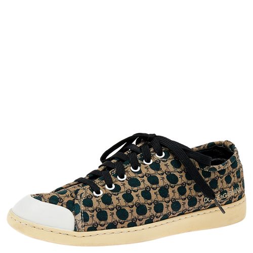 Canvas And Leather Low Top Sneakers - Dolce & Gabbana - Modalova