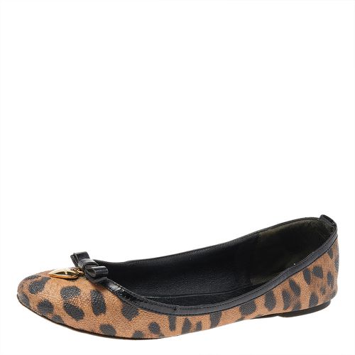 Dolce & Gabbana Brown Leopard Print Coated Canvas Bow Detail Ballet Flats Size 37 - Dolce & Gabbana - Modalova