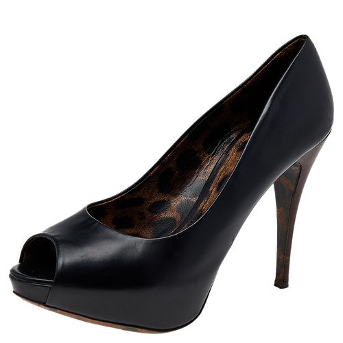 Leather Peep Toe Platform Pumps Size 40 - Dolce & Gabbana - Modalova