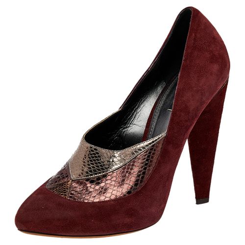 Dolce & Gabbana Burgundy/Brown Suede And Python Embossed Leather Pointed Toe Pumps Size 41 - Dolce & Gabbana - Modalova