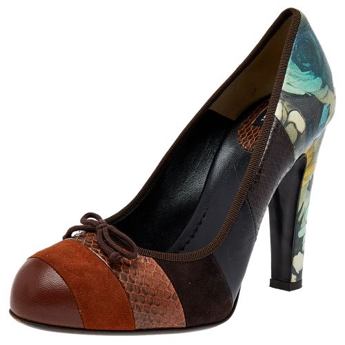 Size 37.5 Leather, Python Leather and Suede Pumps - Dolce & Gabbana - Modalova