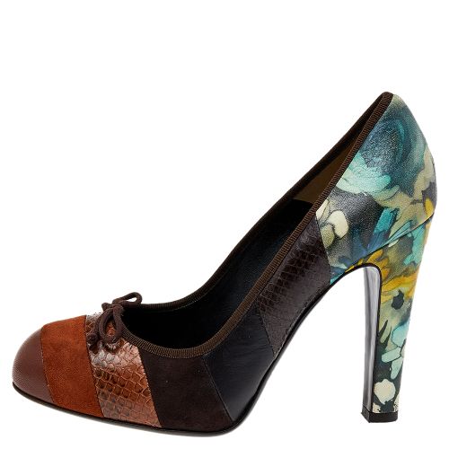 Size 37.5 Leather, Python Leather and Suede Pumps - Dolce & Gabbana - Modalova