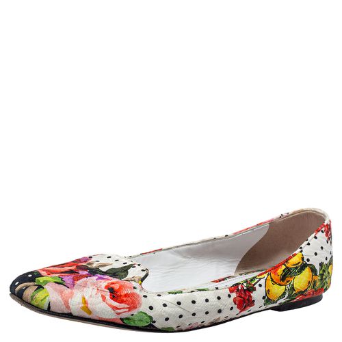 Dolce and Gabbana White Floral Print Fabric Loafers Size 40 - Dolce & Gabbana - Modalova