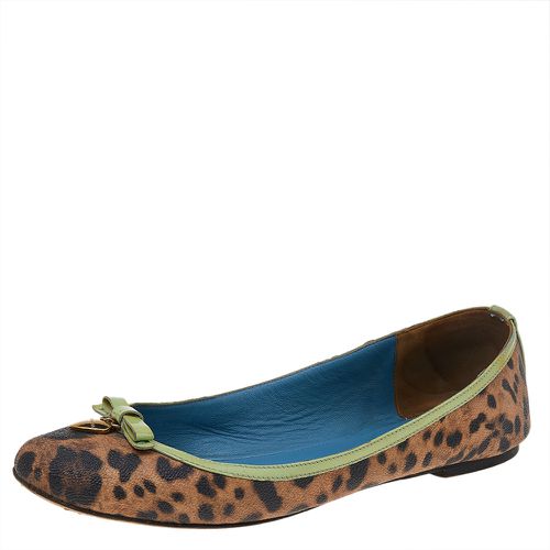 Dolce & Gabbana Brown/Green Leopard Print Coated Canvas And Patent Leather Ballet Flats Size 40 - Dolce & Gabbana - Modalova