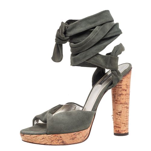 Dolce & Gabbana Army Green Suede Ankle-Wrap Sandals Size 41 - Dolce & Gabbana - Modalova