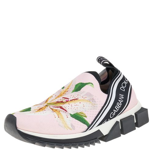 Dolce & Gabbana Pink Knit Fabric Sorrento Slip on Sneakers Size 37.5 - Dolce & Gabbana - Modalova